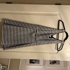 Black and white striped dress. Cross strap backs with two cut outs.